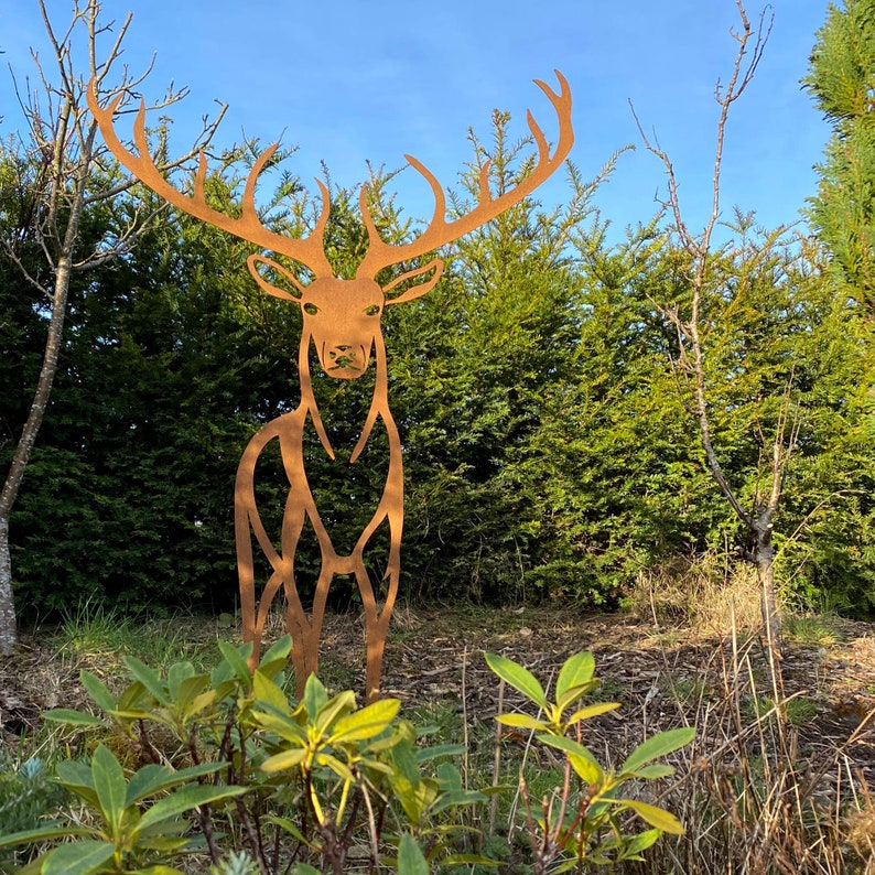 Stag art sculpture. Metal Art Work. Scottish Highlands. Royal Stag. Metal Garden Art. Garden Sculptures. Animal Garden Art