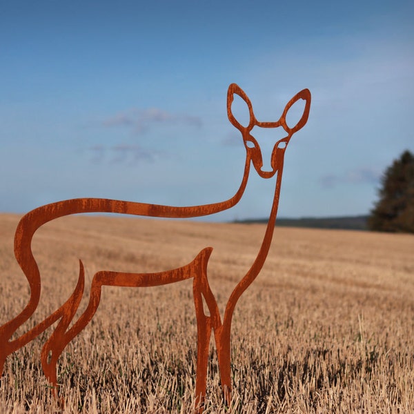 Deer Sculpture - Roe Deer Sculpture Rust Patina - Animal Garden Sculpture - Metal Deer Art - Wildlife Sculpture - Garden Sculpture