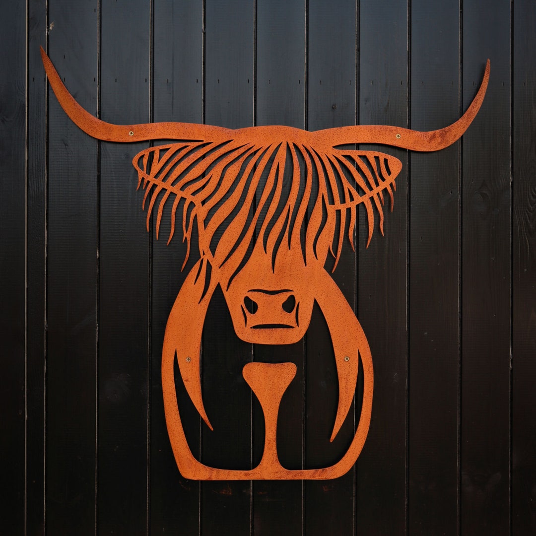 Highland Cow - Wall Art in Steel - Rust Finish - Etsy