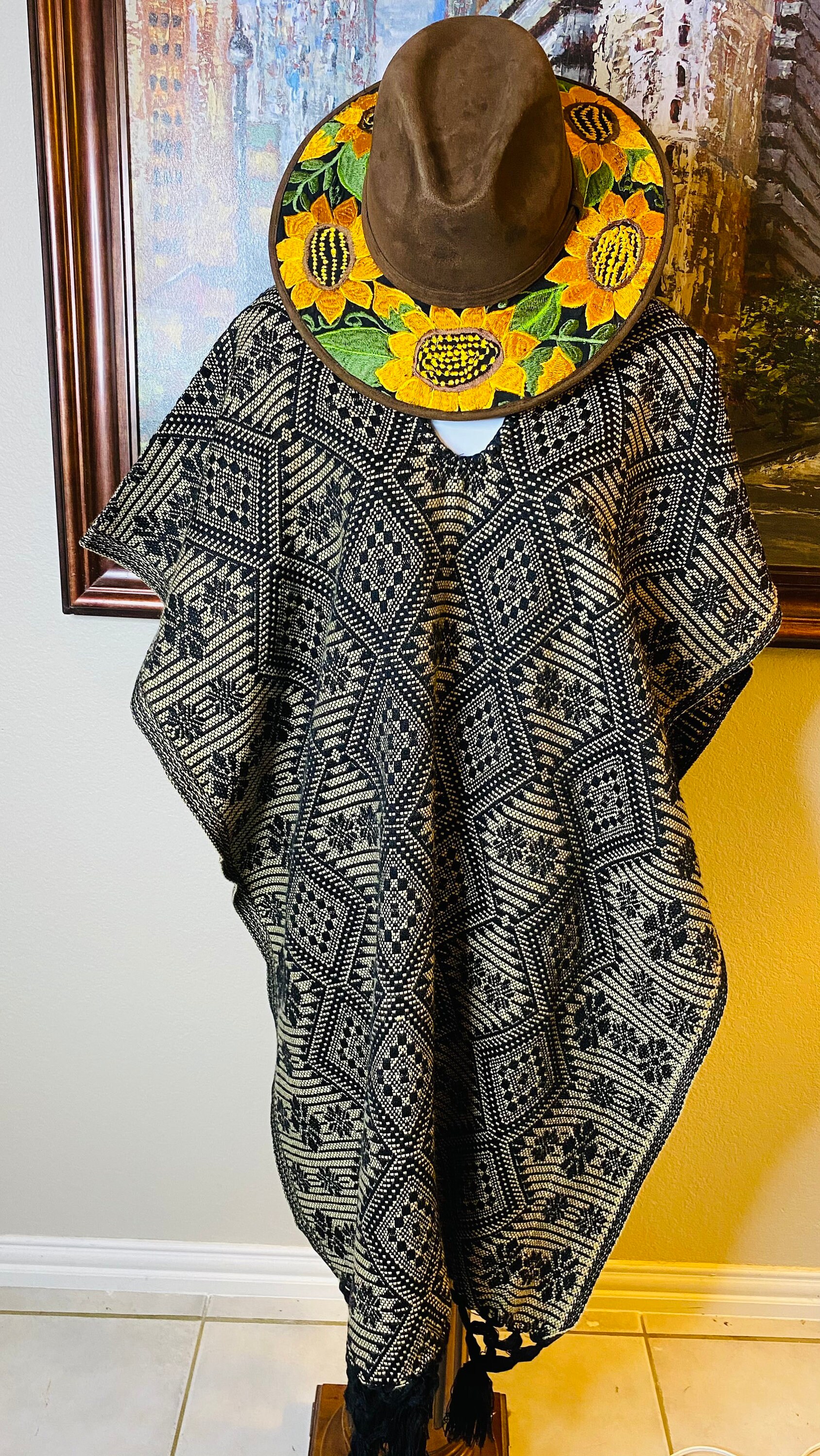 Poncho mexicano de cuerpo completo. Artesano cálido. Capa | Etsy