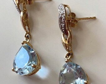 aquamarine diamond earrings