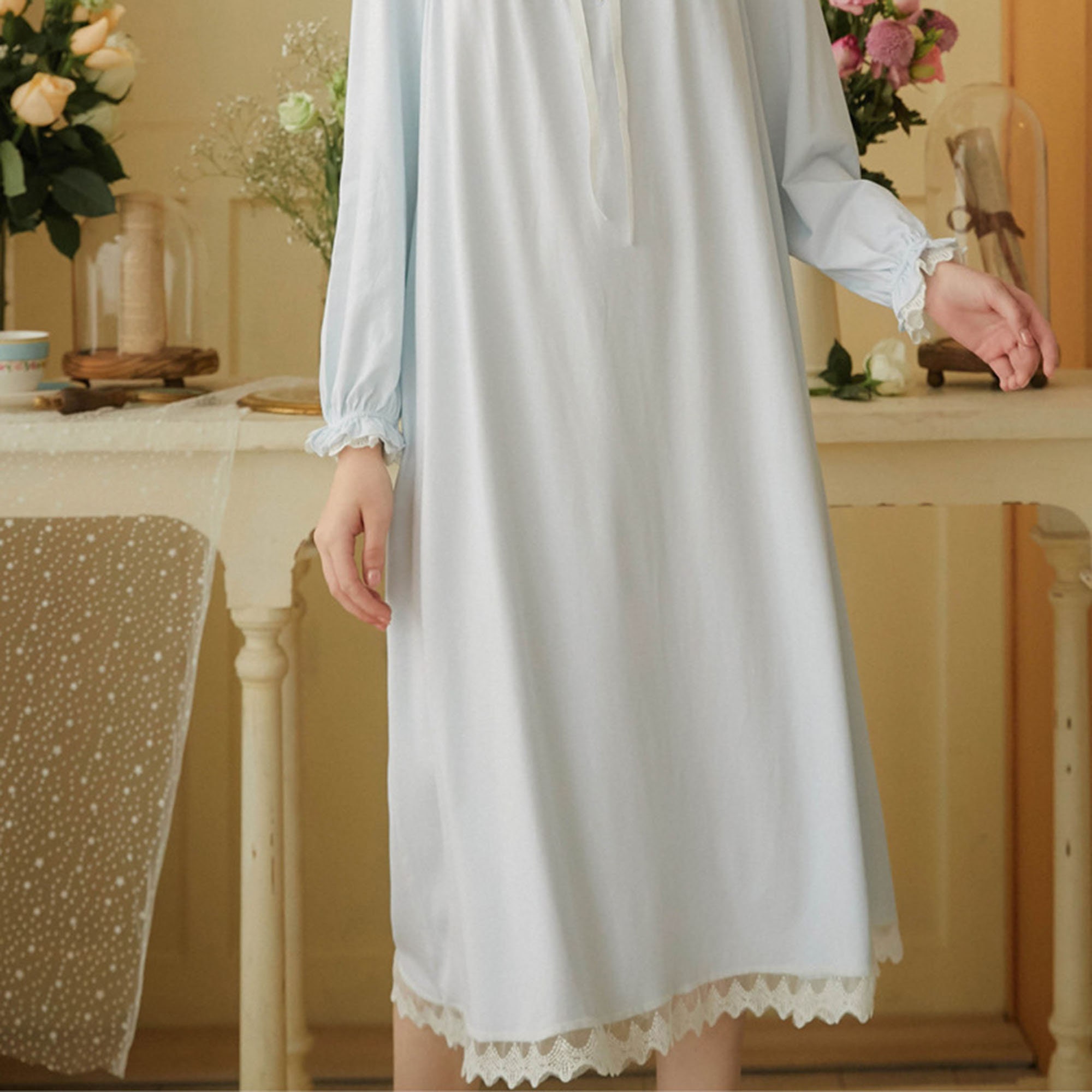 Long Sleeve Women Pajama Cotton Casual Wear Princess Dress Etsy