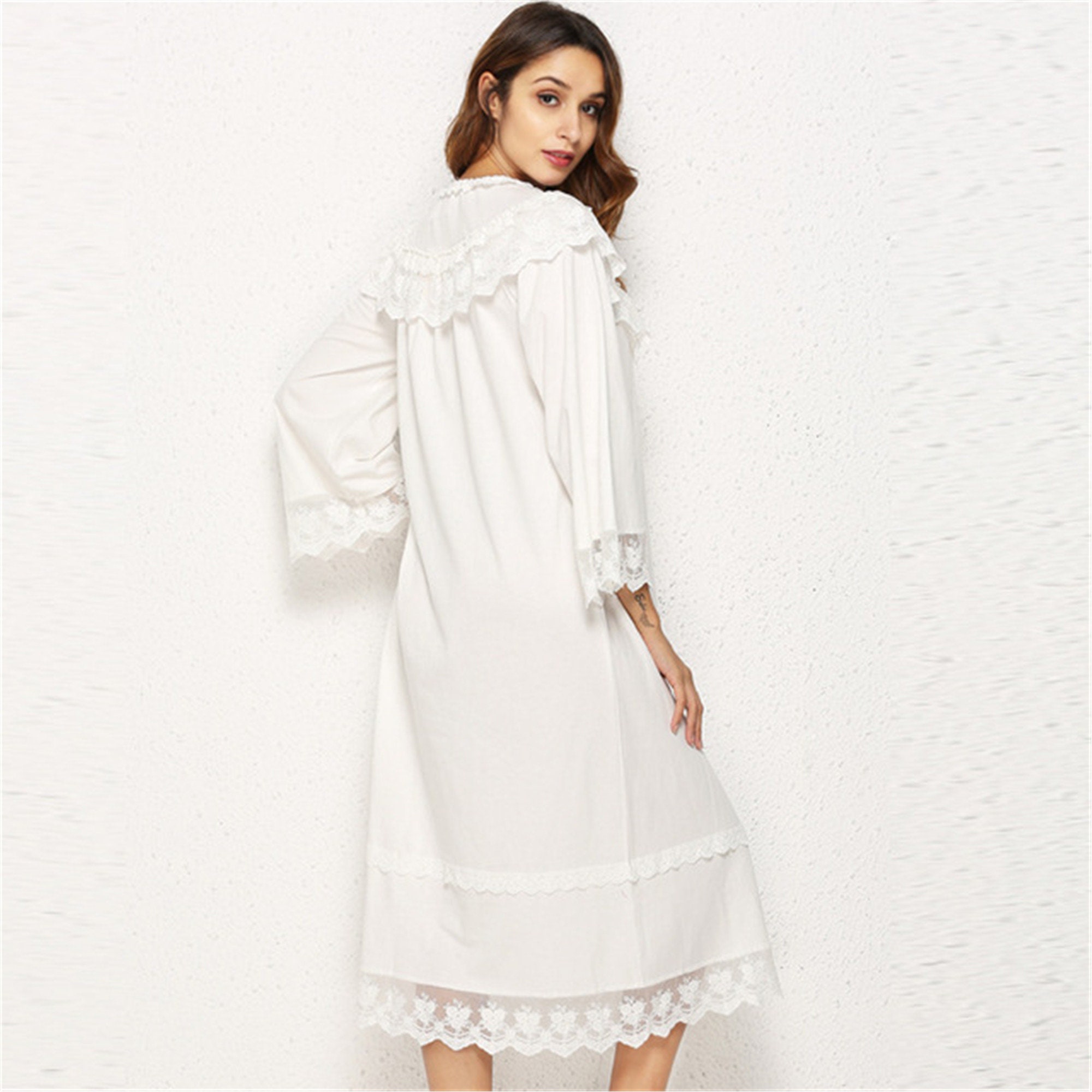 Abendkleid, Chiffon, V-Ausschnitt, Halbarm, Unterkleid, Jeansblau