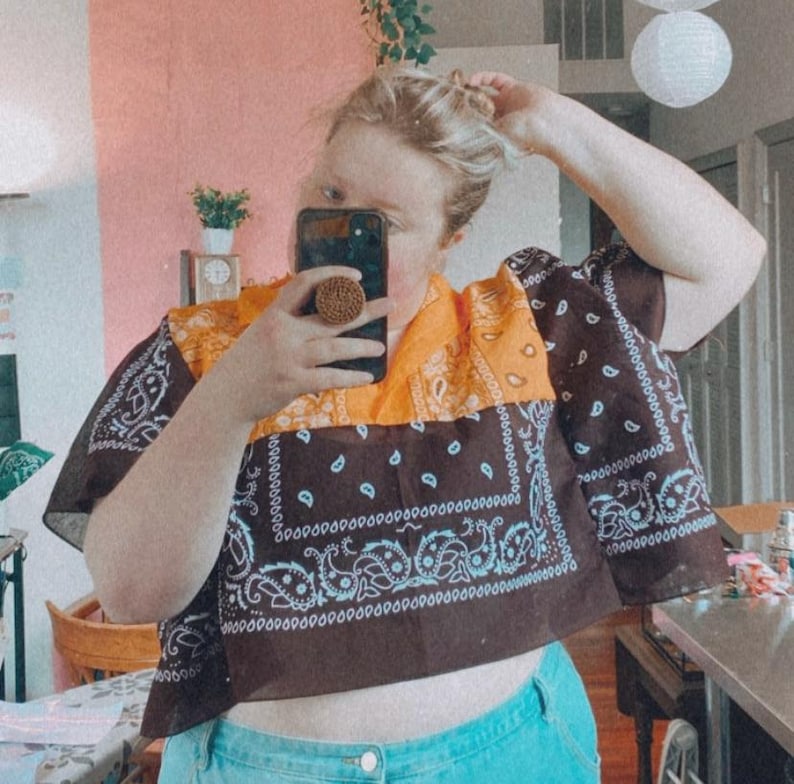Bandana Pattern Slleves SEWING PATTERN - Duo-tone Bandana Crop Top - Etsy