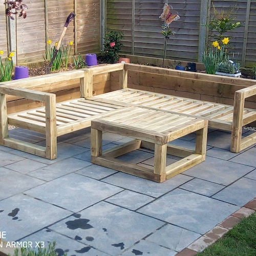 Outdoor Garden Corner Bench Sofa Scaffold Board Garden Etsy UK