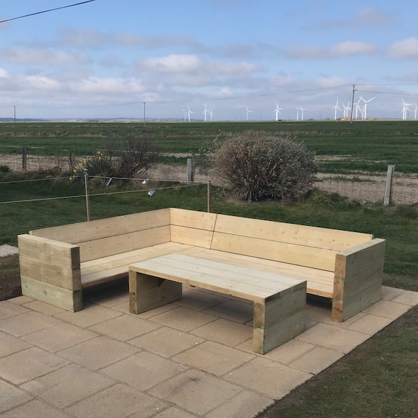 Garden corner sofa. Chunky sleeper style