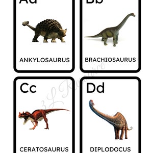 Dinosaur Alphabet Flash Cards Homeschool Printables Preschool Kindergarten 1st Grade Elementary -INSTANT DOWNLOAD
