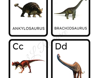 Dinosaurier Alphabet Flash Cards Homeschool Printables Vorschule Kindergarten 1.Klasse Grundschule -INSTANT DOWNLOAD