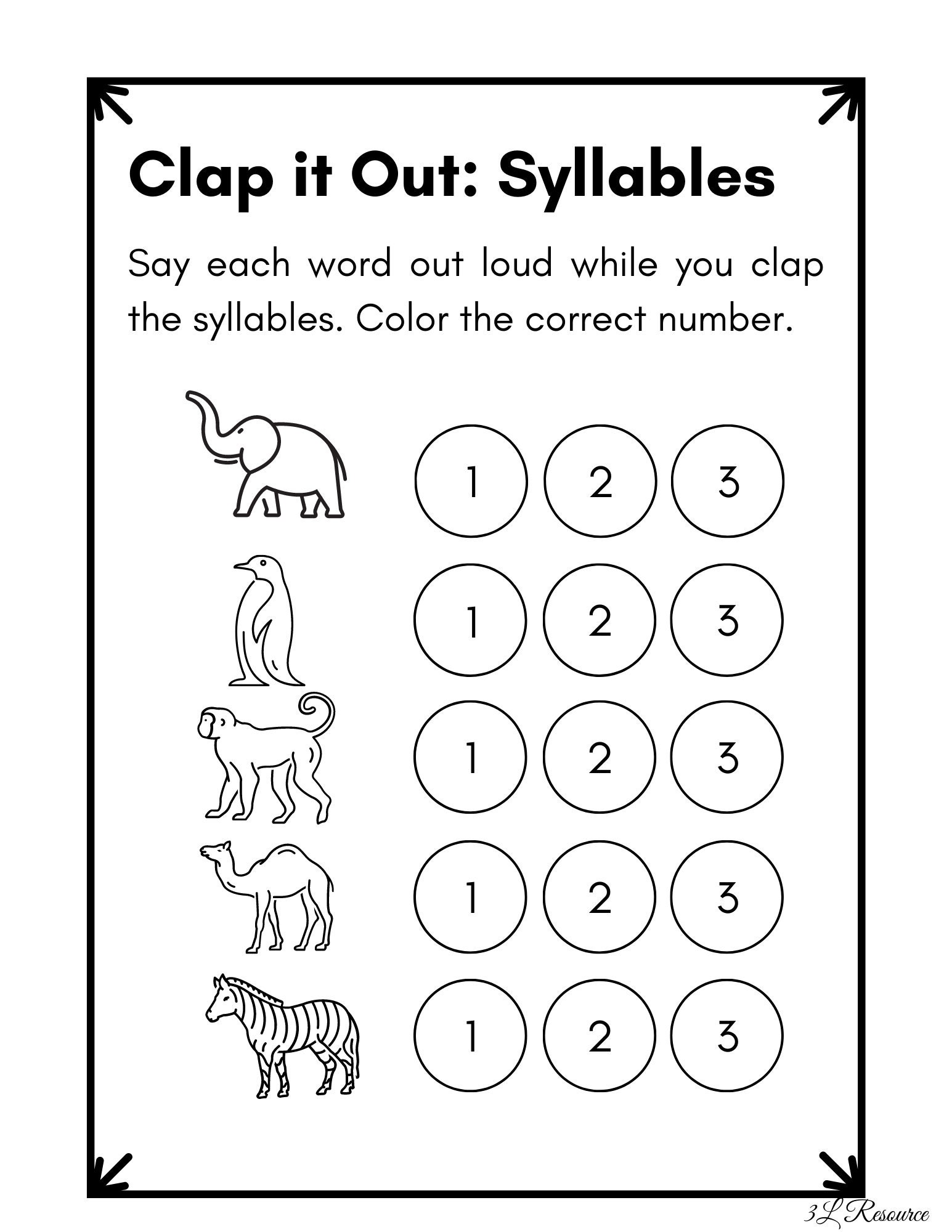 Clap It Out Syllables Worksheet Kindergarten Preschool - Etsy UK Clap It Out Syllables Worksheet Kindergarten Preschool - Etsy UK