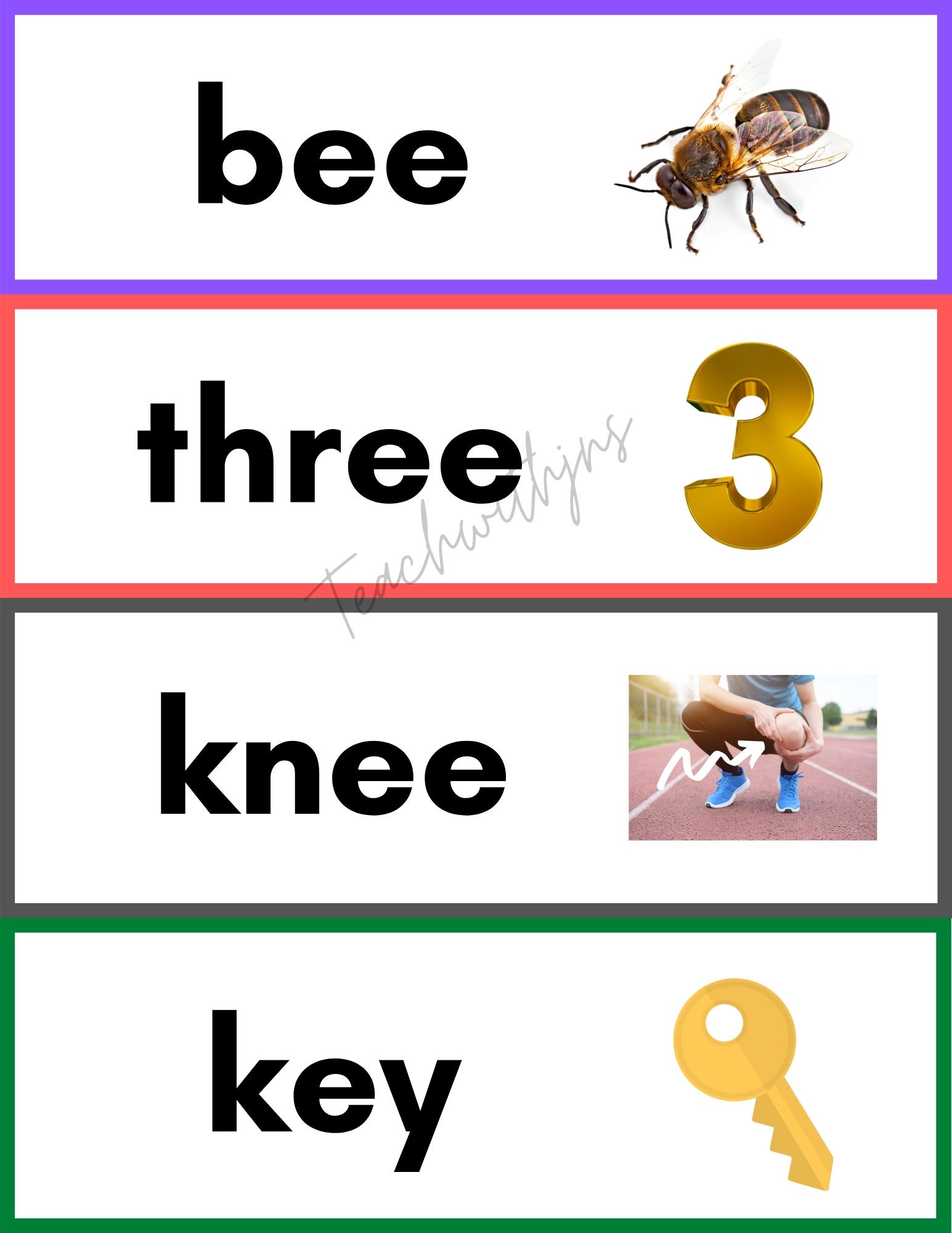 28 Rhyming Word Flash Cards for Toddler, Preschool, Kindergarten Kids