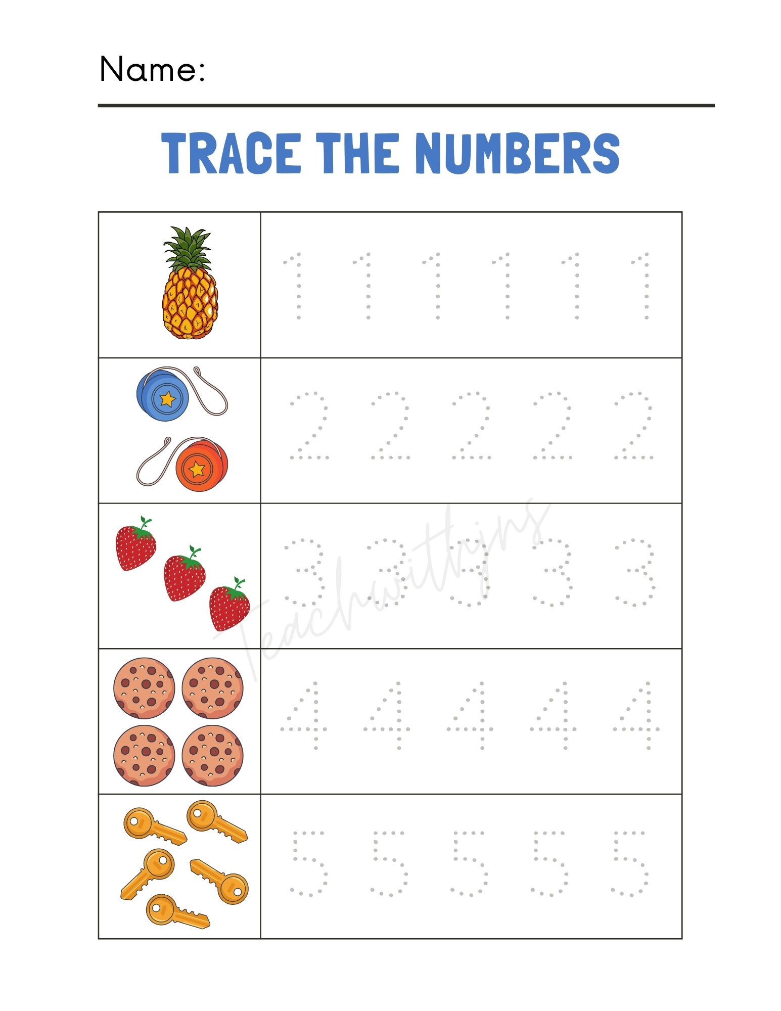1 10 number tracing worksheet for pre k transitional etsy