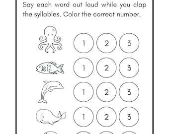 Clap It Out Syllables Worksheet Kindergarten Preschool - Etsy