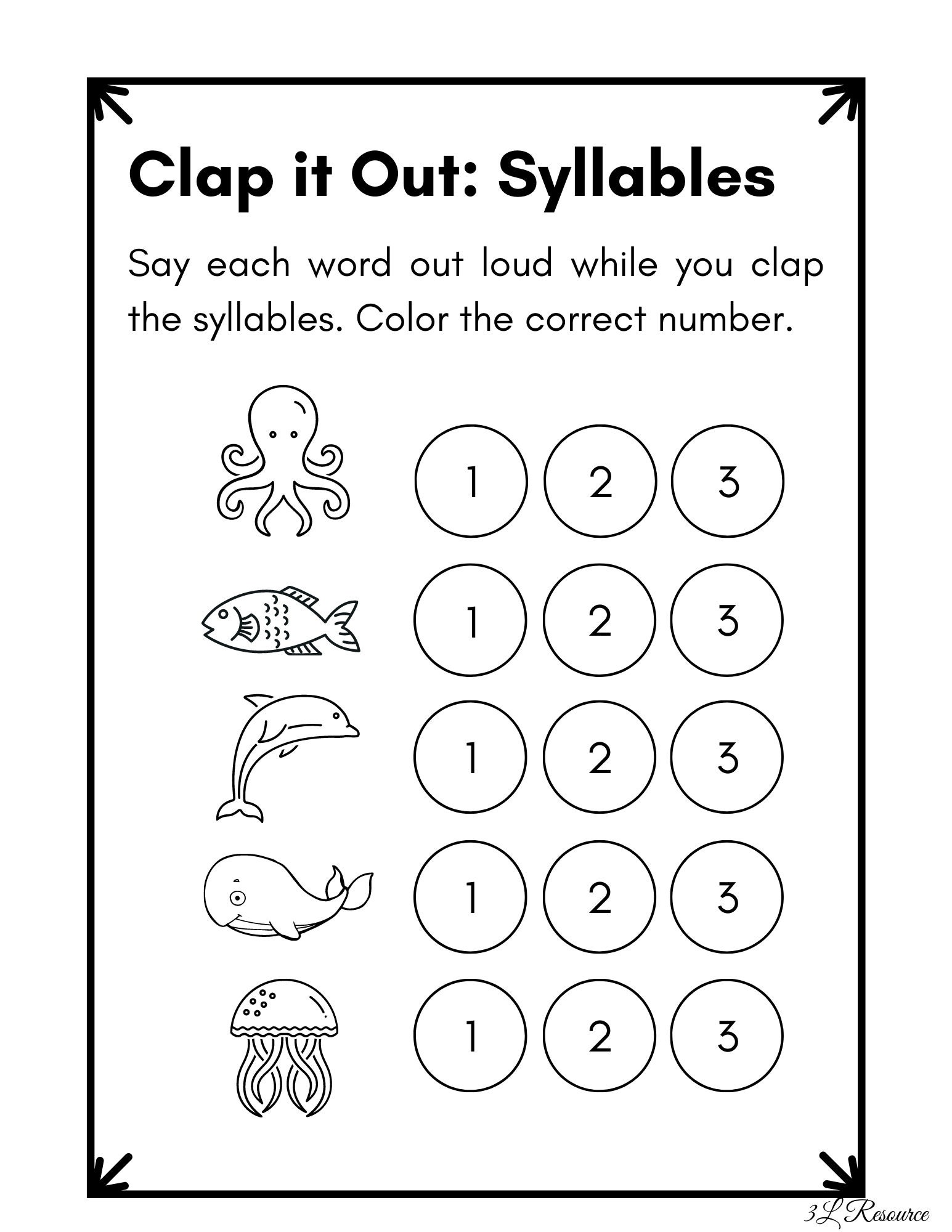Clap It Out Syllables Worksheet Kindergarten Preschool - Etsy