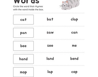 Rhyming Words Worksheets Kindergarten First Grade