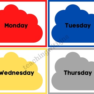 Printable Days of the Week Flash Cards for Preschool and Kindergarten