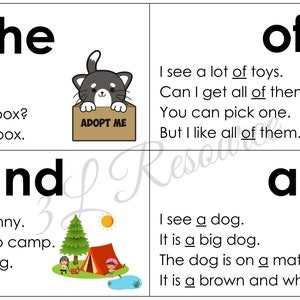 INSTANT DOWNLOAD 100 afdrukbare Fry Sight Word Flash-kaarten met zinnen. Pre K, Kleuterschool, 1e leerjaar Zicht, Hoge frequentie, Leren