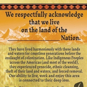 Poster-Indigenous Land Acknowledgement//Native American rights//activism for Indigenous peoples//tribal land rights