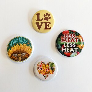 Pin Back Buttons Animal Advocacy 5.00 each various sizes