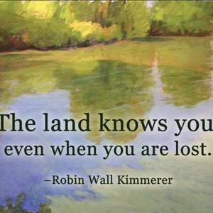 "Grußkarte ""The Land Weiss"" // Earth Notes // Robin Kimmerer Zitate // ""Wendy Harris Künstler""."