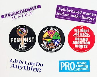 Feminist Bumper Stickers, Women's Rights, Activism Art