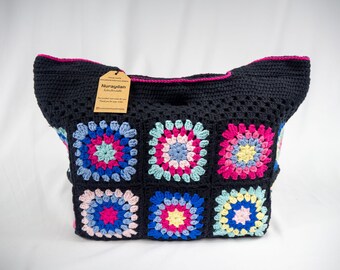 Handmade Crochet Granny Square Bag: Bohemian Hippie Tote
