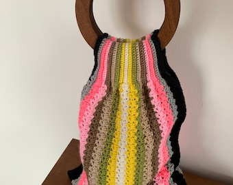 Crochet Pattern Colored Shopping Bag