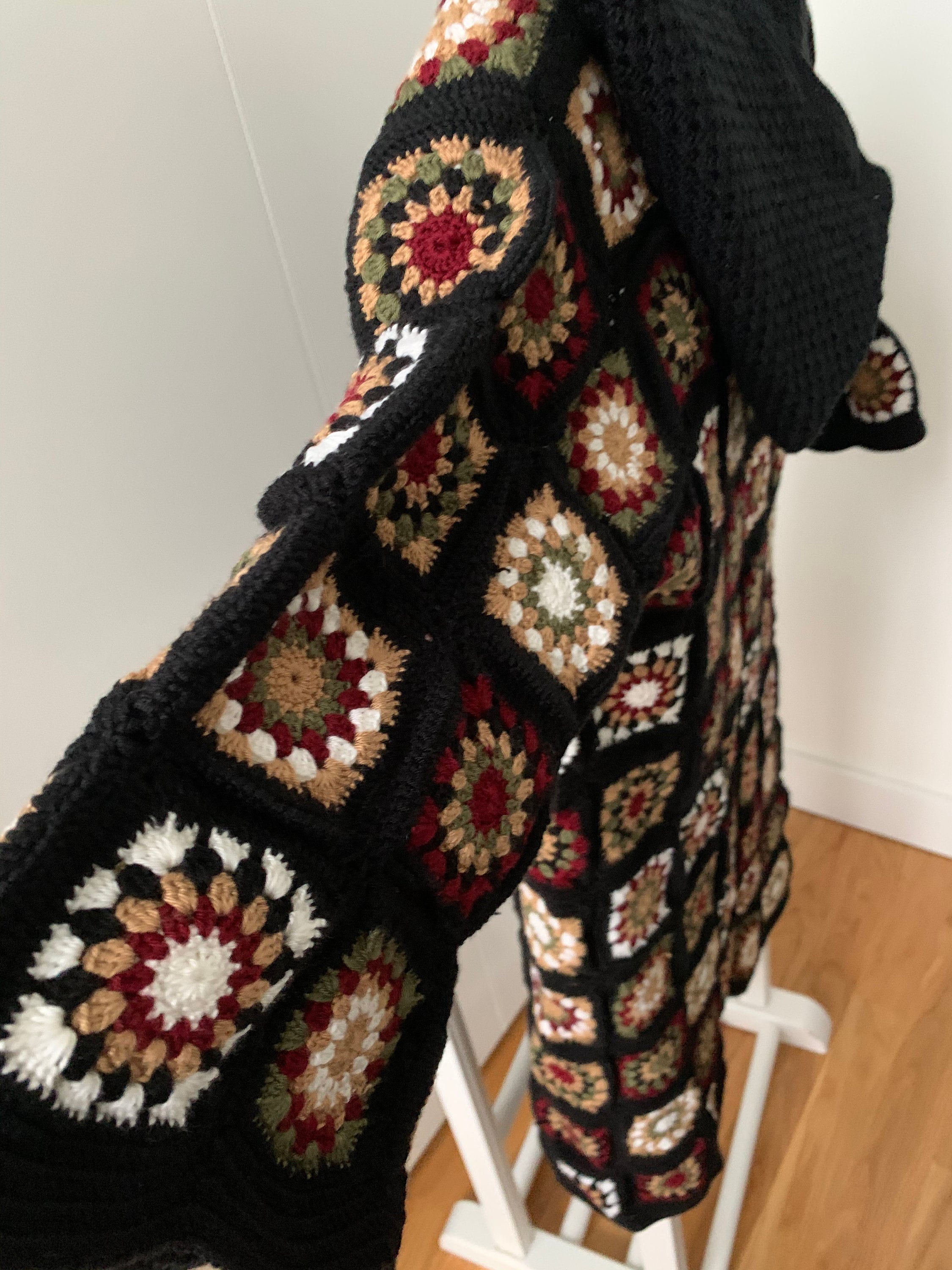 Patchwork Afghan Jacket Hooded Granny Square Jacket Pattern Etsy