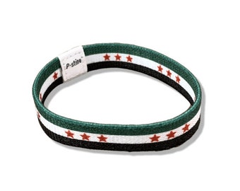 Adjustable Elastic Farbric Sublimation Revolution Syria Flag Wristband Bracelet