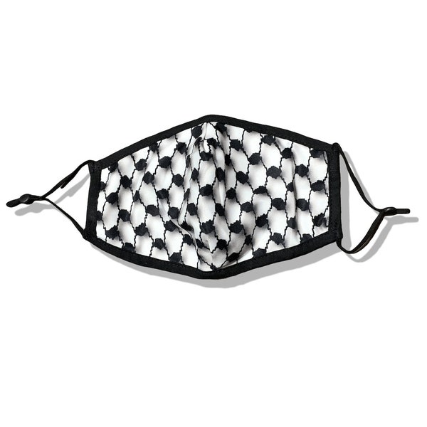 Adjustable Palestinian Keffiyeh Pattern Face Mask with Filter