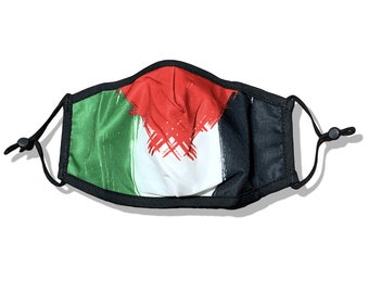 Adjustable Palestine Flag Face Mask with Filter