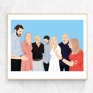 Custom family portrait/personalised family portrait/family portrait art/Family print/custom portrait/gift for mum/gift for family members