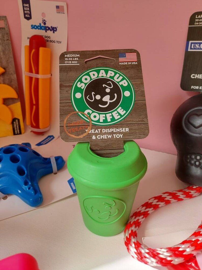 Fun durable dog toys from Soda Pup USA Etsy