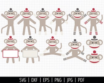 Sock Monkey Vector Etsy