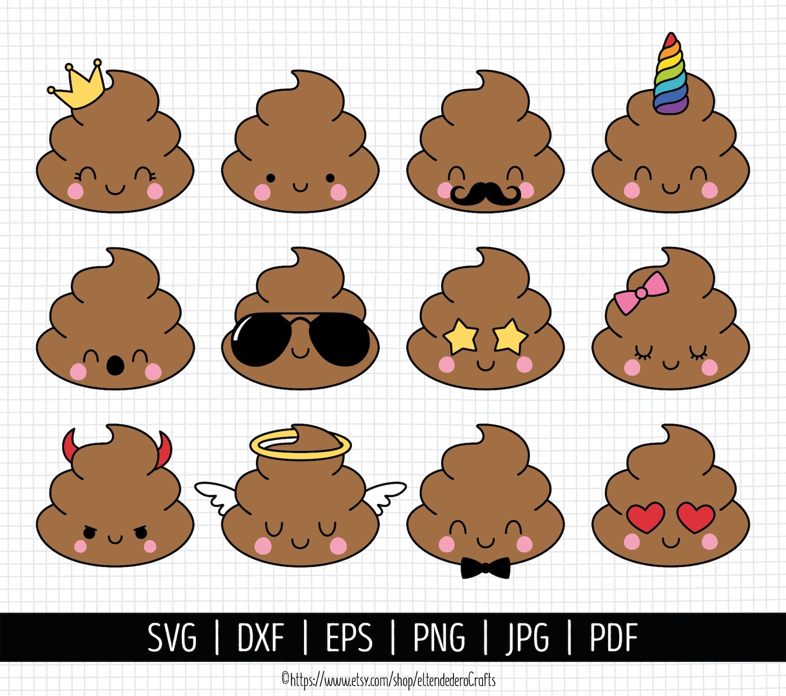 SVG Cacas. Archivos de Corte Cacas Emoji. Clipart Caquitas con Etsy