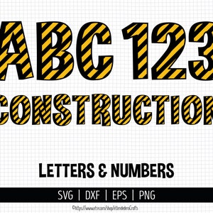Alfabeto de construção SVG. Clipart de fonte padrão de listras. Arquivos de corte de monograma de letras e números. Máquina de corte de arquivos vetoriais, png dxf eps