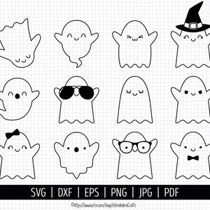 Ghost SVG. Kids Halloween Bundle Clipart. Cute Kawaii Phantom Vector Cut Files for Cutting Machine. Girl Ghost png dxf eps Instant Download