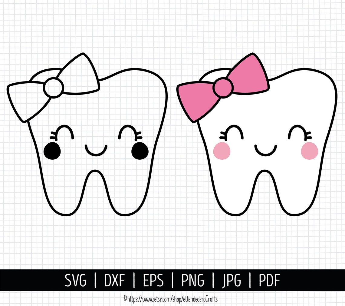 Tooth With Bow SVG. Baby Girl Tooth Cut Files. Cartoon Kids Etsy