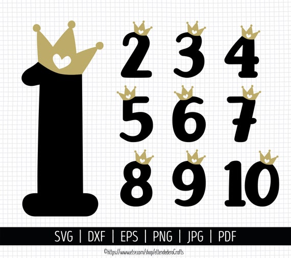 Numbers With Crown SVG Cut Files. 110 Gold Crown Numbers Etsy