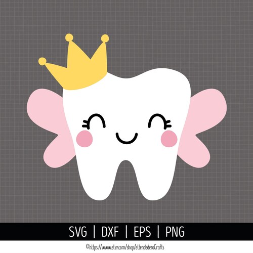 Tooth Fairy SVG. Cute Girl Tooth With Crown Cut Files. Vector - Etsy