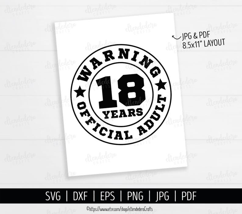 18th Birthday SVG. Eighteen Years Team PNG. Official Adult Shirt Vector ...