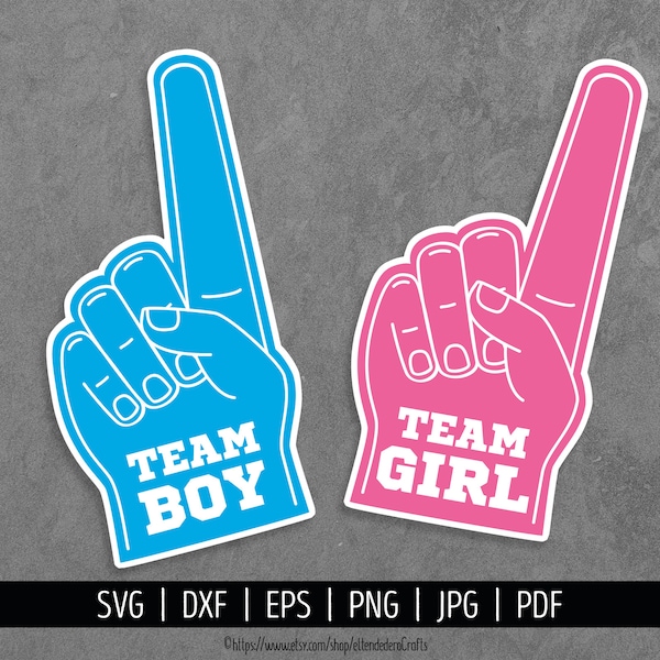 Team Boy Team Girl SVG. Foam Fan Finger Cut Files. Gender Reveal Baby Shower Teams Photo Props SVG. Instant Download dxf, eps, png, jpg, pdf