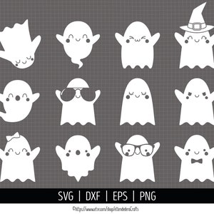 Ghost SVG. Kids Halloween Bundle Clipart. Cute Kawaii Phantom Vector Cut Files for Cutting Machine. Girl Ghost png dxf eps Instant Download
