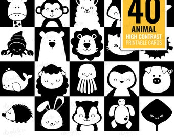 PRINTABLE High Contrast Baby Cards. Monochrome Sensory Flash Cards, Infant Stimulation, Black & White Shapes for Babies PDF Digital Download