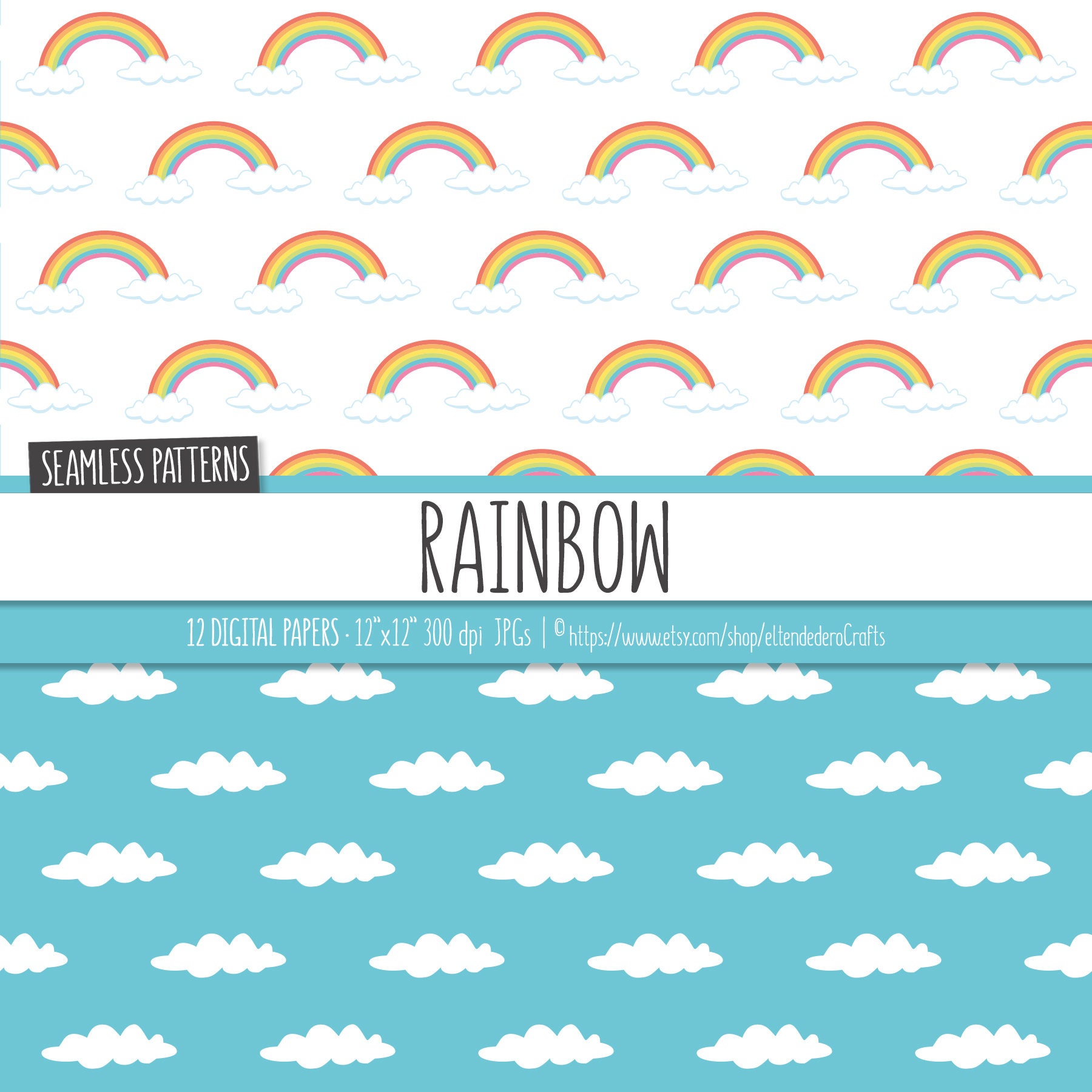 Chevron & Dot Digital Scrapbook Pack (Rainbow Pastel) — Includes 100 Pages!