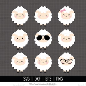 Pecora SVG. Agnello da latte Bundle Clipart PNG. Pecora Ragazzo - Ragazza File di taglio. Animali da fattoria con occhiali da sole Silhouette Vector Cutting Machine Download
