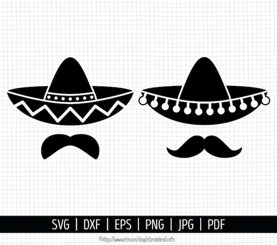 Sombrero SVG. Cinco de Mayo Cut Files. Mexican Hat SVG, Mexican Mustache PNG Clipart. Dad Shirt Vector Cutting Machine, dxf eps Download