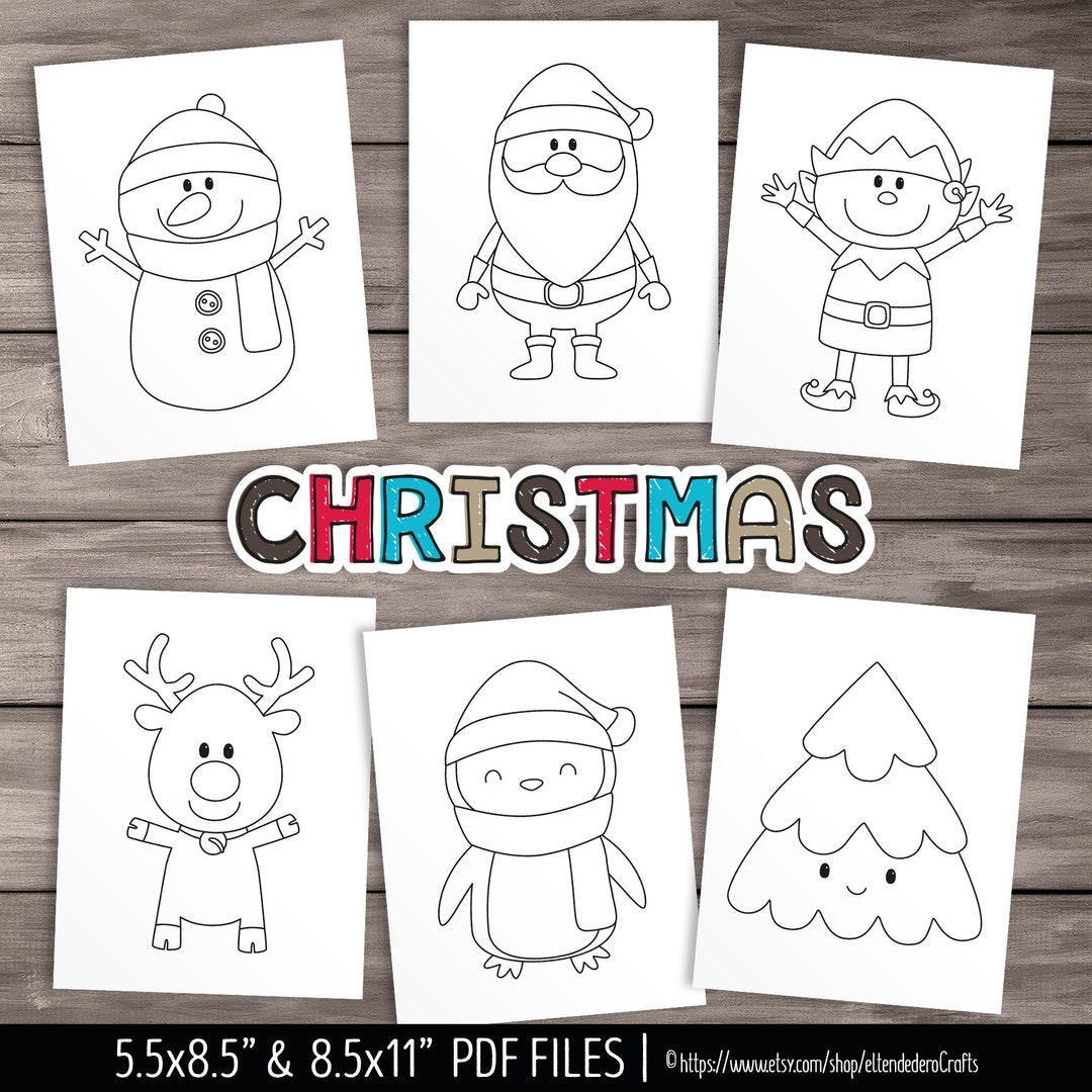 PRINTABLE Christmas Coloring Pages. Kids Party Games Birthday Favor ...