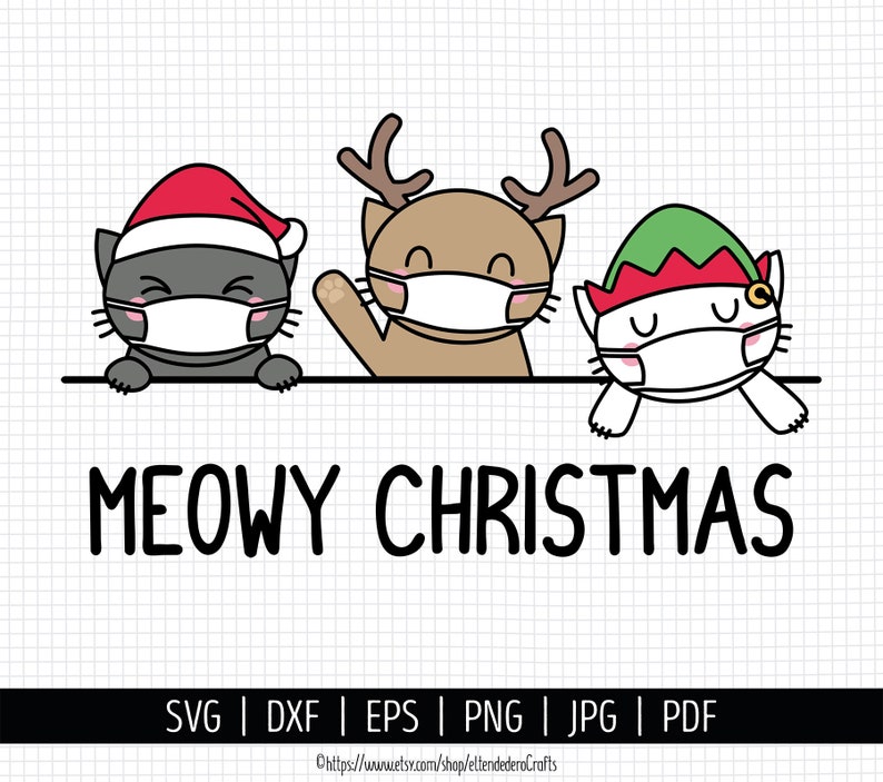Download Meowy Christmas SVG. Cat with Mask Kitten in Santa hat | Etsy