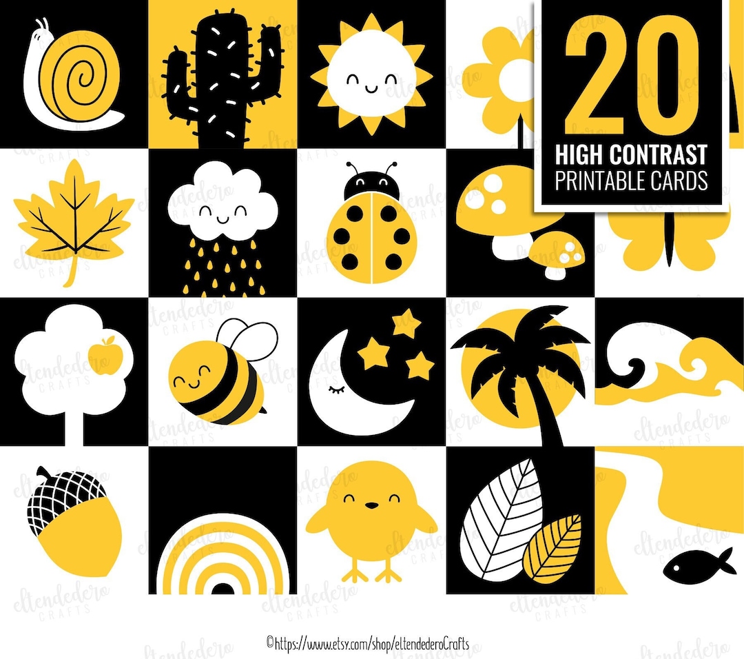 PRINTABLE High Contrast Baby Cards Monochrome Sensory Flash Etsy