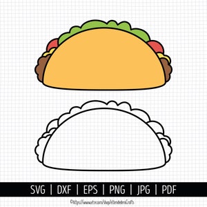 Taco SVG. Cinco de Mayo Cut Files. Mexican Food SVG, Taco Icon PNG Clipart. Vector Taco Design for Cutting Machine, dxf eps Instant Download